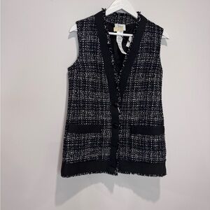 Akris Jacket Navy and White Tweed Vest